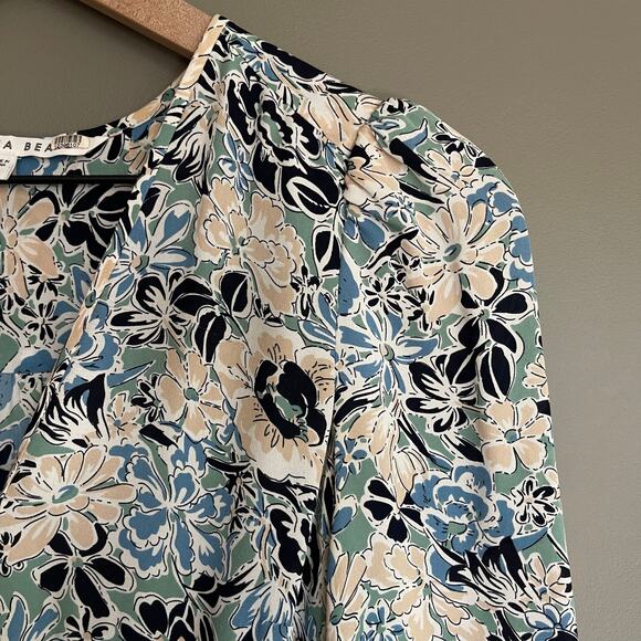 Veronica Beard Riggins Dress Blue Sz 0 Silk Floral Blouson Flouncy Ruffles Chic‎ - Picture 9 of 16